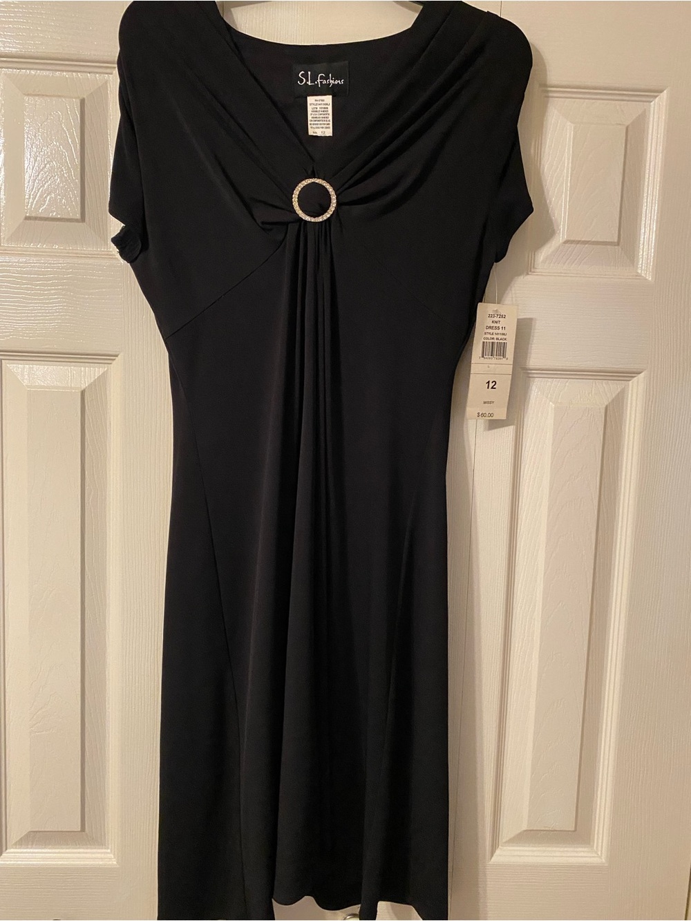 SL Fashions Black Midi Dress with Ring Accent
